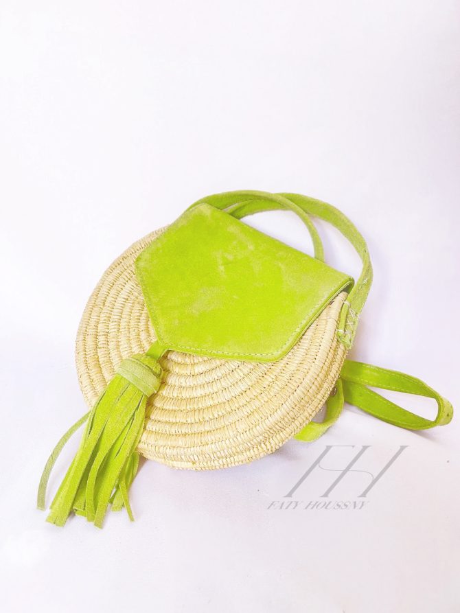 Sac en paille tissé à franges