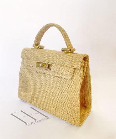 Sac de paille à bandoulière maron