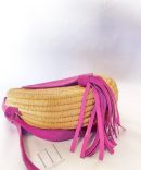 Sac de paille à bandoulière blanc