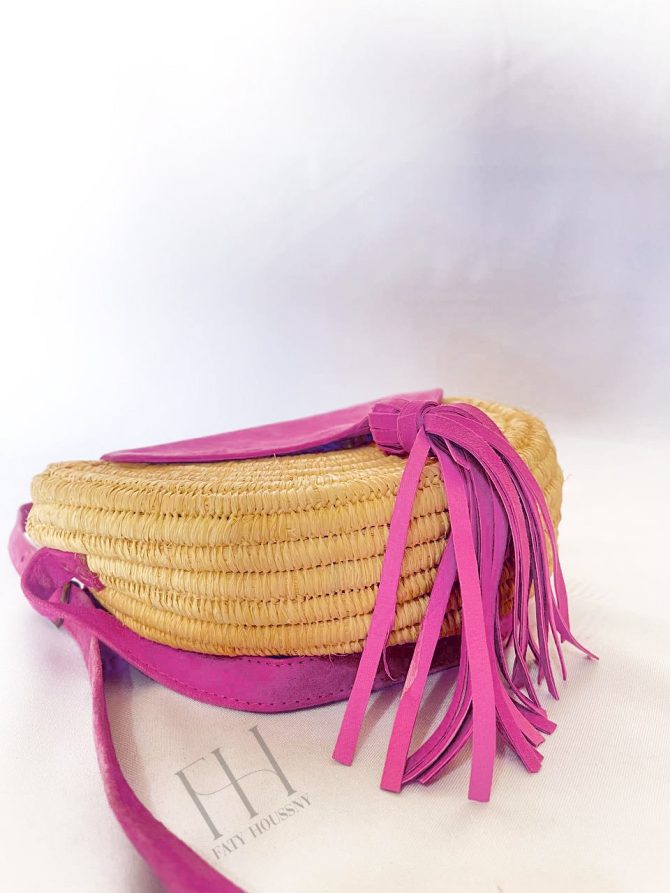 Sac de paille à bandoulière blanc