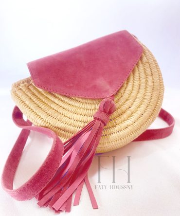 Sac de paille à bandoulière blanc